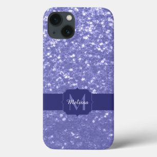 Lavendel violet fonkelt glitter bling Monogram iPhone 13 Hoesje