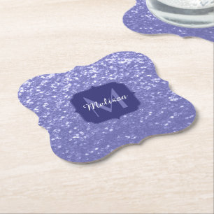 Lavendel violet fonkelt glitter bling Monogram Kartonnen Onderzetters