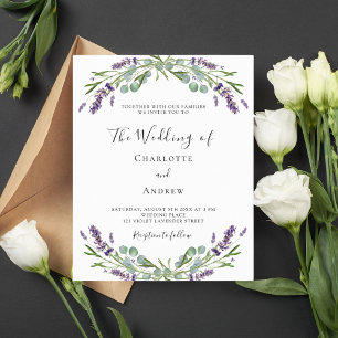 Lavendel violet QR RSVP details bruiloft uitnodigi