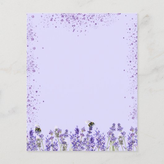 Lavendel violette bloemen budget bruiloft uitnodig (Achterkant)