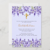 Lavendel violette bloemen gouden kruis Bevestiging Kaart (Voorkant)