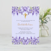 Lavendel violette bloemen gouden kruis Bevestiging Kaart (Staand voorkant)