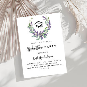 Lavendel violette bloemen groen Graduation Party Kaart