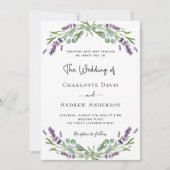 Lavendel violette bloemen QR code RSVP bruiloft Kaart (Voorkant)