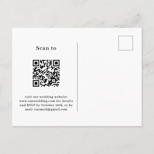 Lavendel violette bloemen QR RSVP details bruiloft Uitnodiging Briefkaart (Achterkant)