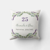 Lavendel violette bloemen trouwdag kussen (Achterkant)