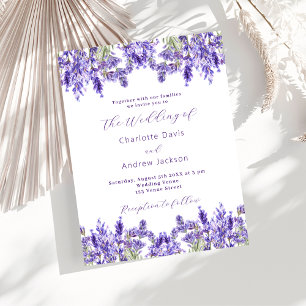 Lavendel violette bloemen waterverf bruiloft uitnodiging briefkaart