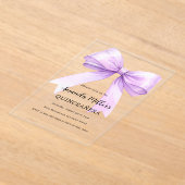 Lavendel violette boog duidelijk Quinceanera Acryl Uitnodigingen (Laagn)