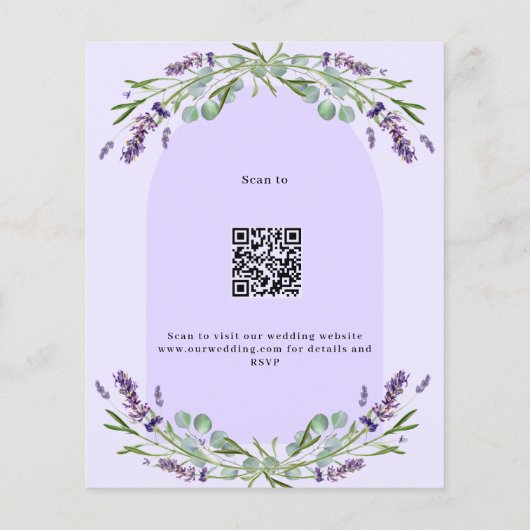Lavendel violette boog QR budget bruiloft uitnodig (Achterkant)