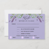 Lavendel violette bruiloft menu QR reactie RSVP ka (Voorkant)