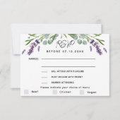 Lavendel violette bruiloft menu QR reactie RSVP ka (Voorkant)