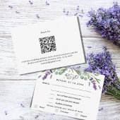 Lavendel violette bruiloft menu QR reactie RSVP ka