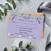 Lavendel violette bruiloft menu QR reactie RSVP ka