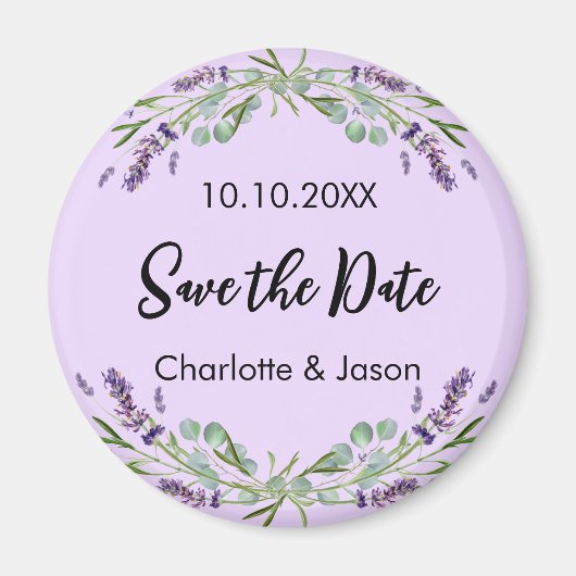 Lavendel violette bruiloft Save the Date magneet (Voorkant)