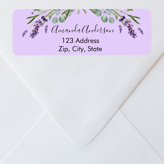 Lavendel violette eucalyptus groen retouradres etiket