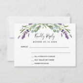 Lavendel violette groen bruiloft reactie RSVP (Voorkant)