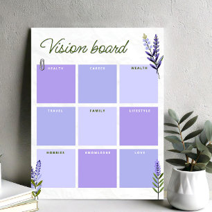 Lavendel Visie Bord Doel Planner Werkblad Poster