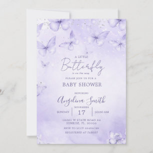 Lavendel Vlinder Baby Shower Uitnodiging Meisje