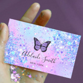 lavendel vlinder gesimuleerd chunky glitter visitekaartje
