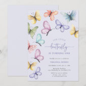 Lavendel vlinder verjaardag kaart (Voorkant / Achterkant)