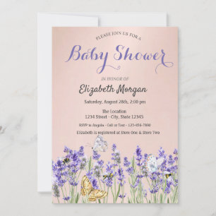 Lavendel Vlinders Botanische Roze Baby Shower Kaart