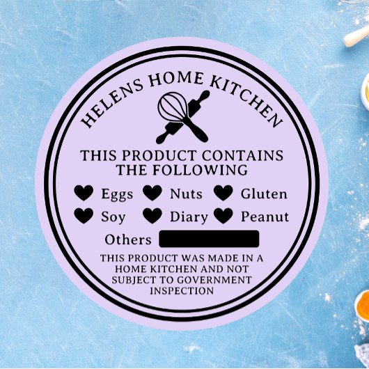 Lavendel Voedselallergie Alert Bakkerij Ronde Stic Ronde Sticker