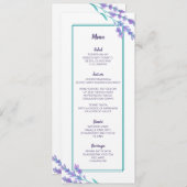 Lavendel Waterverf Bloem Bruiloftsmenu Kaart (Voorkant / Achterkant)