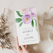 Lavendel Waterverf Bloemen Trouwpapier Programma Flyer