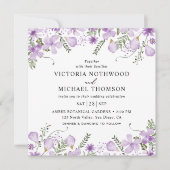 Lavendel Waterverf Bloemen Vierkant Bruiloft Kaart (Voorkant)