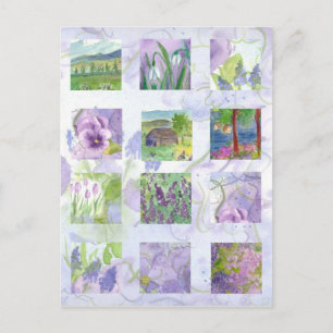 Lavendel Waterverf Bloemenveld Meadow Tulp Briefkaart
