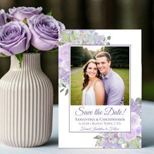 Lavendel Waterverf Boho Chic Bloemen Fotobruiloft Save The Date