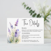 Lavendel Waterverf Bruiloft Details kaart (Staand voorkant)