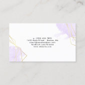Lavendel Waterverf Faux Gold Geometrisch Monogram Visitekaartje (Achterkant)