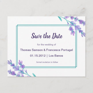 Lavendel Waterverf Floral Save the Date Kaart