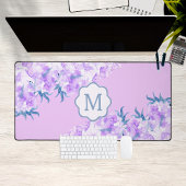 Lavendel Waterverf Flower Custom Monogram Bureaumat
