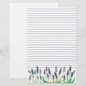 Lavendel Waterverf Flowers Lined Letter Schrijven Briefpapier (Voorkant / Achterkant)