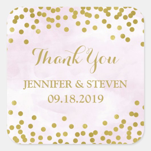 Lavendel Waterverf Goud Confetti Bruiloft Label (Voorkant)