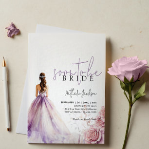 Lavendel Waterverf Gown Floral Vrijgezellenfeest Kaart