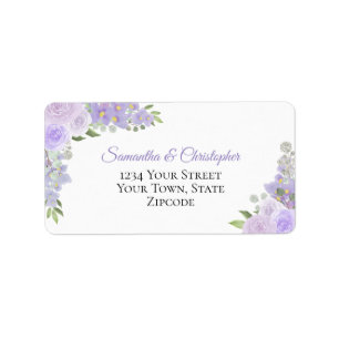 Lavendel Waterverf Rozen Elegant bruiloft adres Etiket
