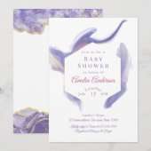 Lavendel Waterverf Zeshoek Baby Shower Kaart (Voorkant / Achterkant)
