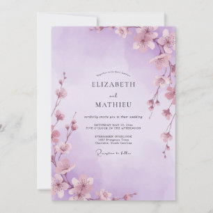 Lavendel Whimsical Sakura Bruiloft Kaart