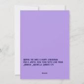 Lavendel Whimsy Xmas Baby Geboorteaankondiging Fot Feestdagenkaart (Achterkant)