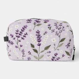 Lavendel Whispers – Botanische geborduurde toileta Toilettasje