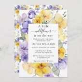 Lavendel Wild Flower Meadow Geel Baby shower Kaart (Voorkant / Achterkant)
