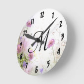 Lavendel Wild Flowers Monogram Initiaal wandklok Ronde Klok (Hoek)