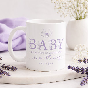 Lavendel Wilde Bloem Baby Aankondiging Koffiemok