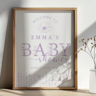 Lavendel Wilde Bloem Baby Shower Welkom Bord Poster