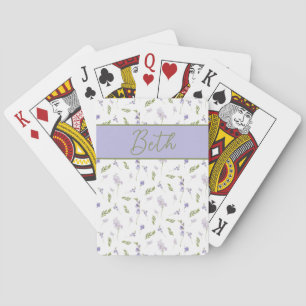 Lavendel Wilde Bloem Waterverf Bloemige Monogram Pokerkaarten