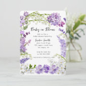 Lavendel Wildflower Baby in Bloom Baby shower Kaart (Staand voorkant)
