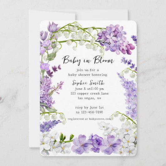 Lavendel Wildflower Baby in Bloom Baby shower Kaart (Voorkant)